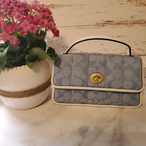 RETAIL Coach Denim Quilted Top Handle Bag- Light Chambray (Acid Wash Denim) - Picture 11 of 15